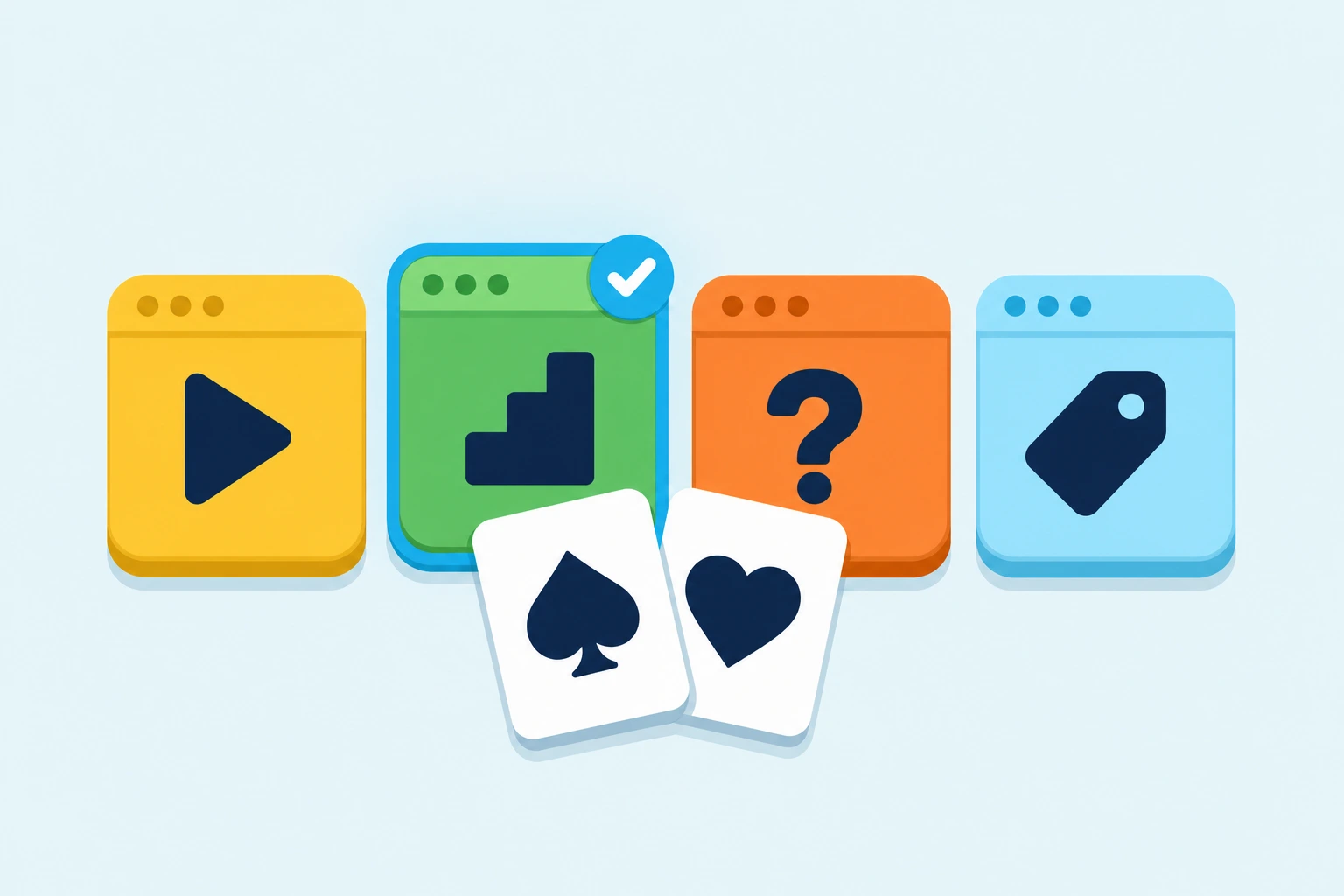 Poker training sites compared as four browser tiles, the structured lessons one checked.