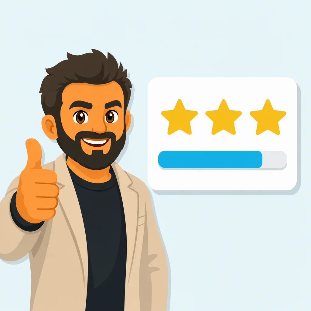 Max, the Poker Skill coach, giving a thumbs up beside a feedback card with three stars and a progress bar.